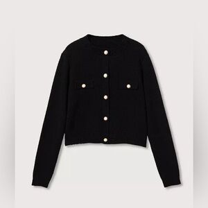 MANGO Women's Knitted Cardigan with Jewel Button - XXL